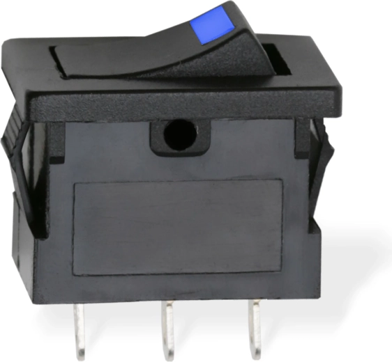 Zwarte wipschakelaar met blauwe led