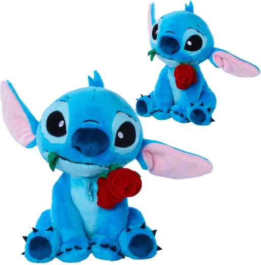 Pluchen Stitch met roos 25 cm