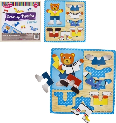 Houten puzzel Kleed de teddybeer aan