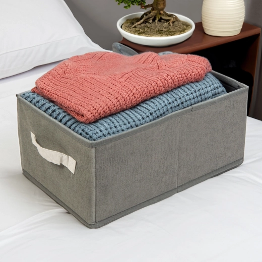 Textiele opbergbox grijs 38,5 × 24 × 16,5 cm