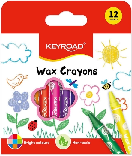 Keyroad waskrijtjes 12 kleuren, 8 mm