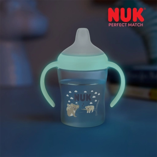 NUK Perfect Match oefenbabyfles die oplicht in het donker koala 150 ml