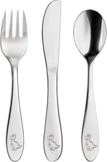 Kinderbestek van roestvrij staal Dino – set van 3 stuks