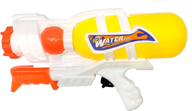 Groot waterpistool met pompje 27 cm, geel - 1 stuk