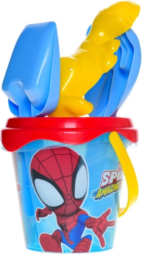 Zandset Spider-Man met transparante emmer, zeef en gereedschap