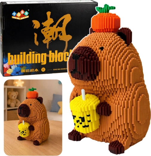 Constructieve microblokjes capibara met shake (appel) – 3D figuur 25 cm, 3900 stukjes