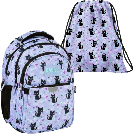 Voordelige schoolset BackUP magic cats 2v1 – rugzak en gymtas