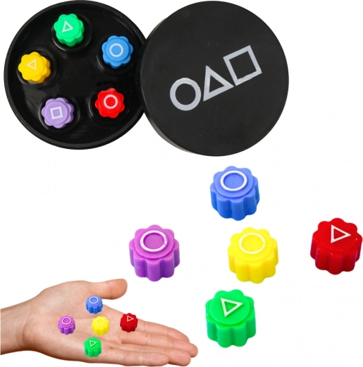 Behendigheidsspel Gonggi – set dobbelstenen in etui, 5 stuks