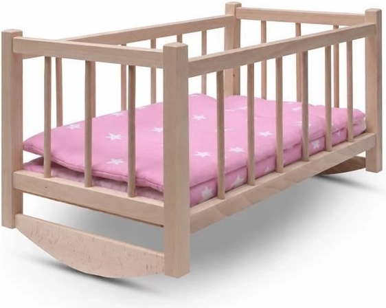 Houten poppenbedje/wieg Baby Mix stars pink - 1 stuk