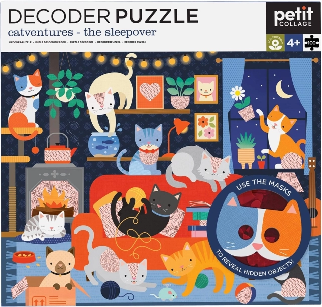Puzzel Katten met 3D-bril 100 stuks van Petit Collage