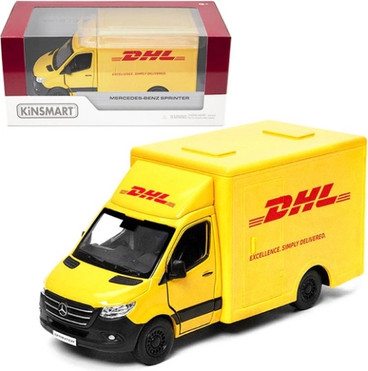 Mercedes‑Benz Sprinter DHL 1:48 metalen model met Pull Back-aandrijving
