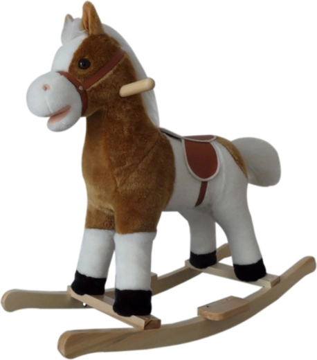 Schommelpaard met melodie PlayTo wit‑bruin
