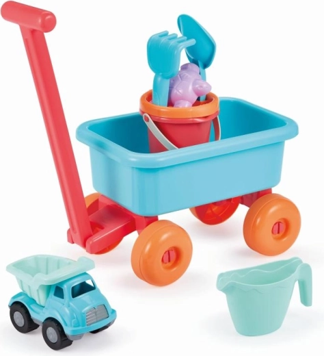 Kar met gieter en zandset voor kinderen