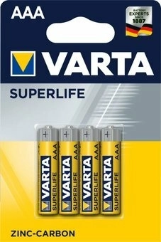 Varta Superlife AAA R03 zink-koolstofbatterijen 1,5 V, blister 4 stuks