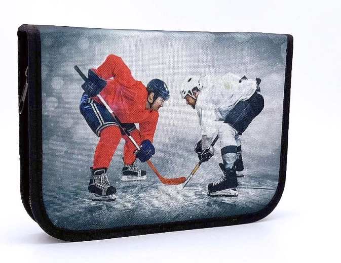 Etui CONCORDE ijshockey, eenlaags met twee kleppen, grijs