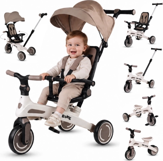 Kinderdriewieler Tiny Bike 5-in-1 die met het kind meegroeit – Bruin