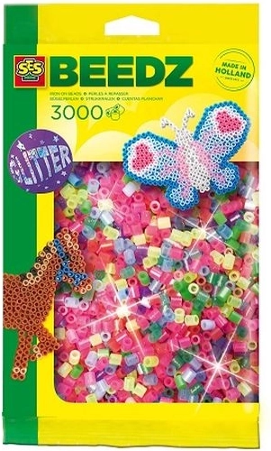 SES Creative strijkkralen neon met glitters 3000 stuks