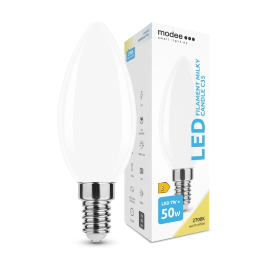 LED kaarslamp E14 7W warm wit Modee Smart Lighting Milky Candle C35