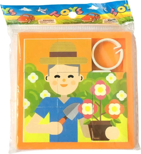 Kinder schuifpuzzel tuinier 8 × 8 cm - 1 stuk