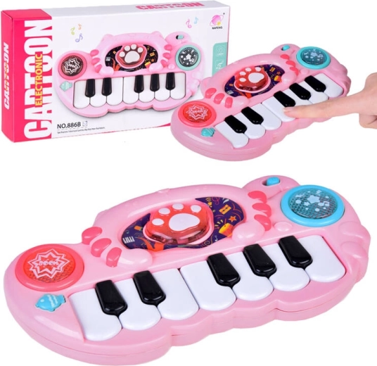 Interactief kinderkeyboard in de vorm van een kat met lichtjes en melodieën