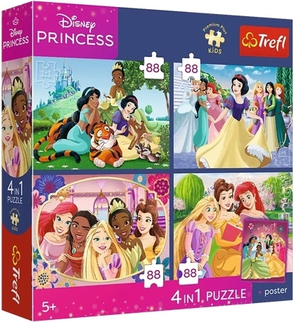 Trefl Disney Princess 4-in-1 puzzel Romantische prinsessen 4×88 stukjes