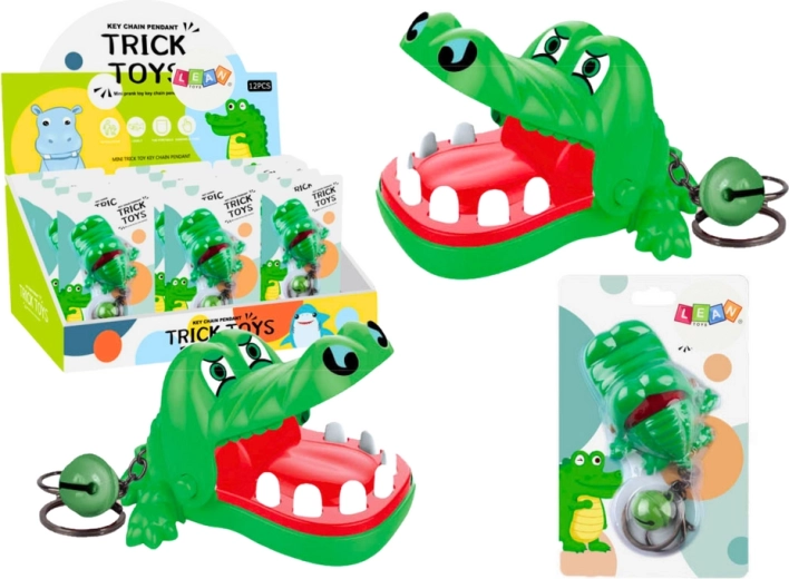 Hanger met bijtende krokodilletje met belletje groen