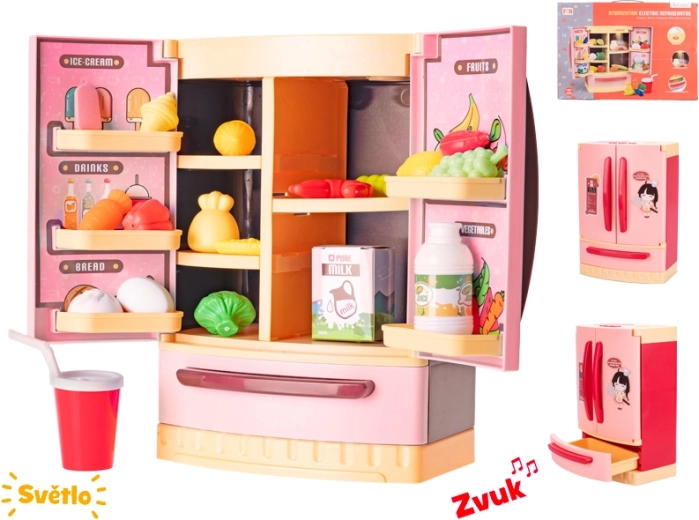 Kinderkoelkast met licht en geluid, rood, 26 × 18 × 12 cm