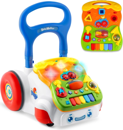 Loopwagen en interactief paneel 2-in-1 met muziek RICOKIDS wit