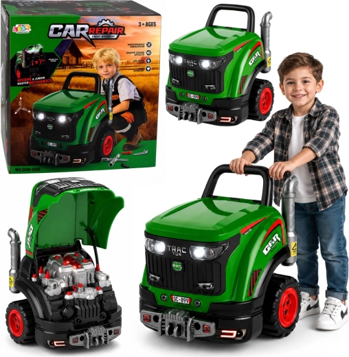 Tractor voor kleine monteurs om te schroeven met licht, geluid en stoom