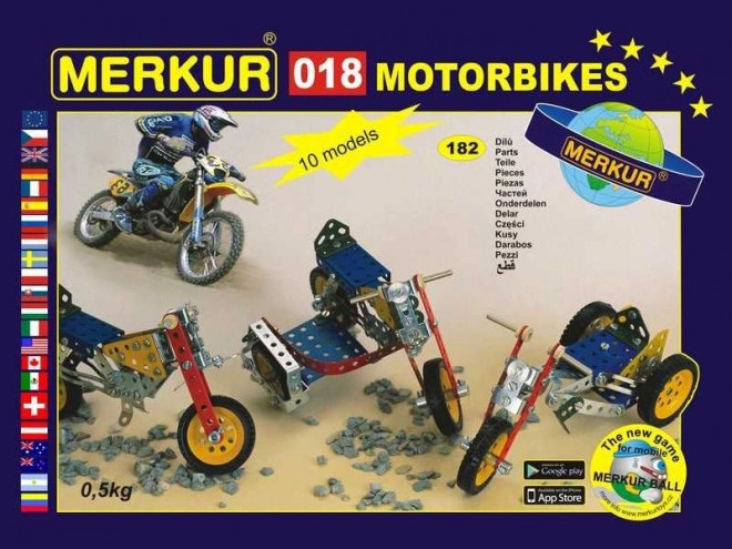 Merkur motorfietsen – metalen bouwset 174 onderdelen, tot 10 modellen