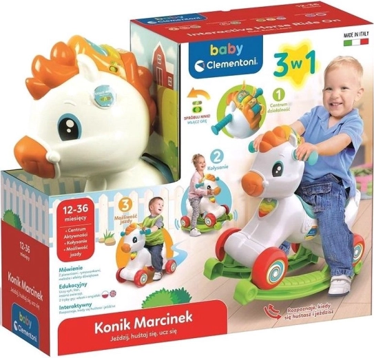 Interactief hobbel- en looppaard 3-in-1 CLEMENTONI – CZ/EN