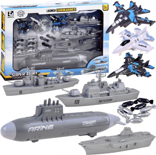 Set onderzeeër en oorlogsschepen – zeeslag voor kinderen