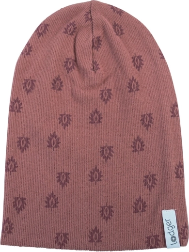 Lodger katoenen muts Beanie print rib rosewood (1–2 jaar)