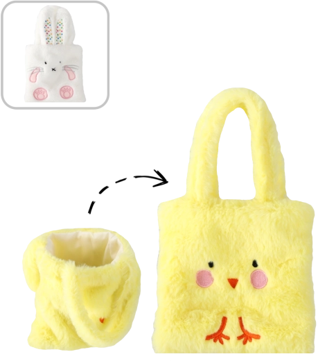 Paas pluchen tasje kuikentje of konijntje 16 × 16 cm