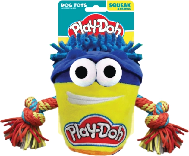Pluche trek- en apporteerspeeltje voor honden HASBRO Play-Doh met touw 18 cm