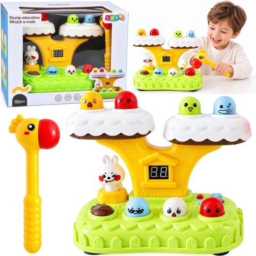 Interactief Whack‑a‑Mole-spel voor kinderen met melodieën en 7 snelheden