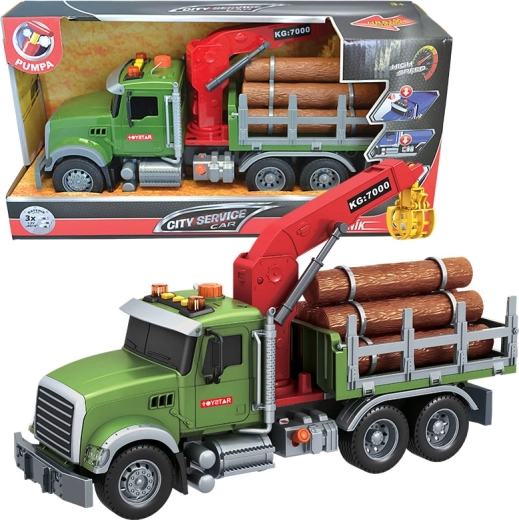 Houttransportvrachtwagen 1:12 met licht en geluid CITY SERVICE CAR