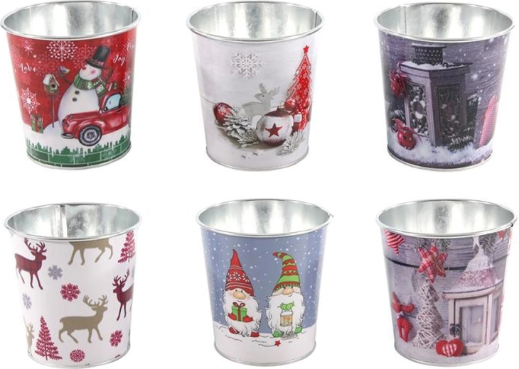 Blikken container met kerstmotief 10 cm