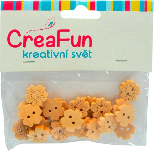 Houten knopen zonnebloem 15 mm, set van 25 stuks