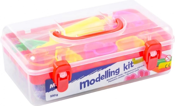 Modelleerset met klei 7 kleuren, vormpjes en deegroller (550 g)