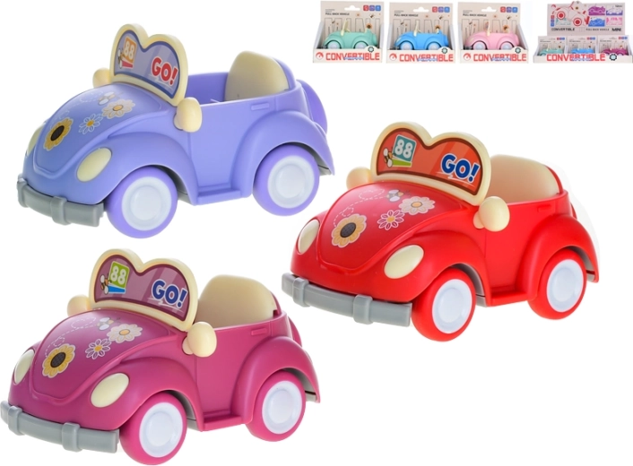 Metalen cabrio speelgoedautootje met terugtrekmechanisme 10 cm