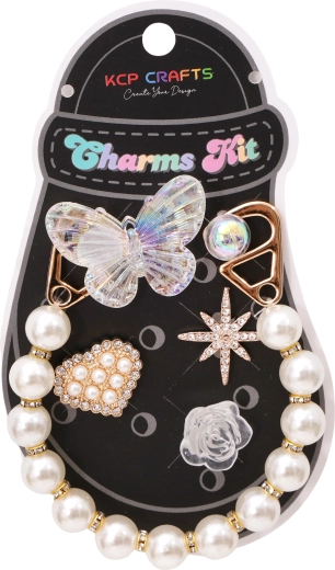 Set decoratieve accessoires voor slippers – parelketting en vlinder