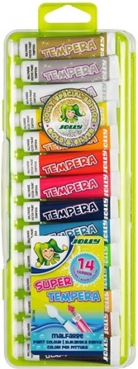 Tempera Jolly - 12 kleuren + zilver en goud