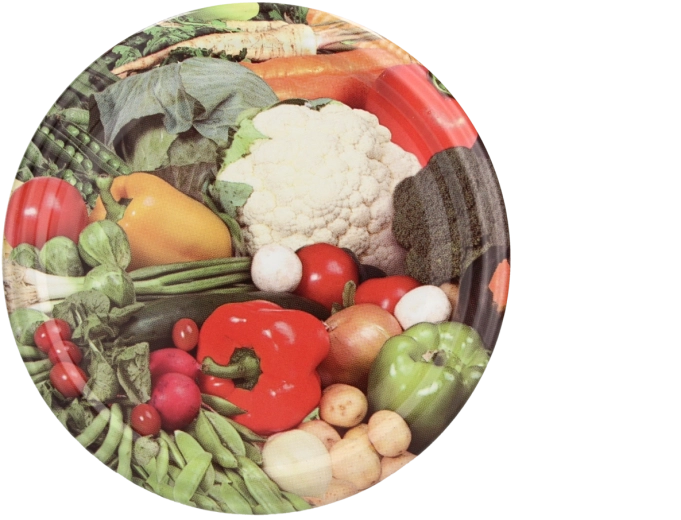 Set inmaakdeksels 66 mm CHOMIK, mix groentemotieven, 10 stuks