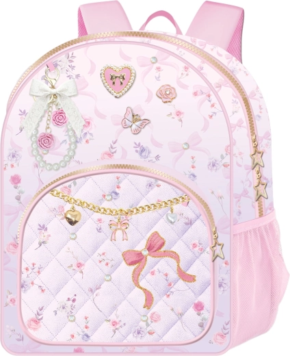 Deluxe kinder rugzak bloemen en vlinder in lila kleur