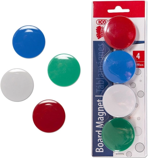 Magneten 40 mm, 4 stuks, mix kleuren