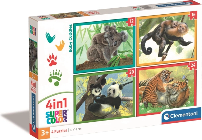 Puzzel 4 in 1 schattige jongen dieren CLEMENTONI
