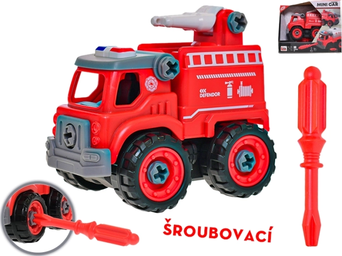 Schroefbare brandweerauto 12 cm met waterkanon