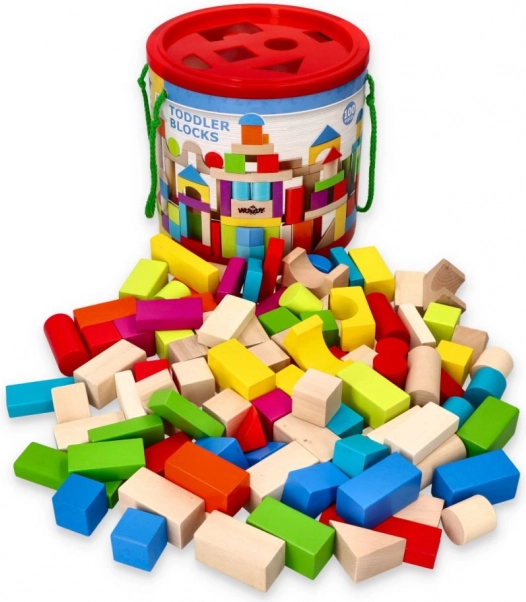 Gekleurde houten blokken 100 stuks