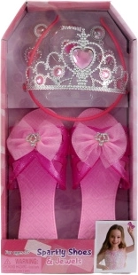 Set muiltjes met strik en roze kroon